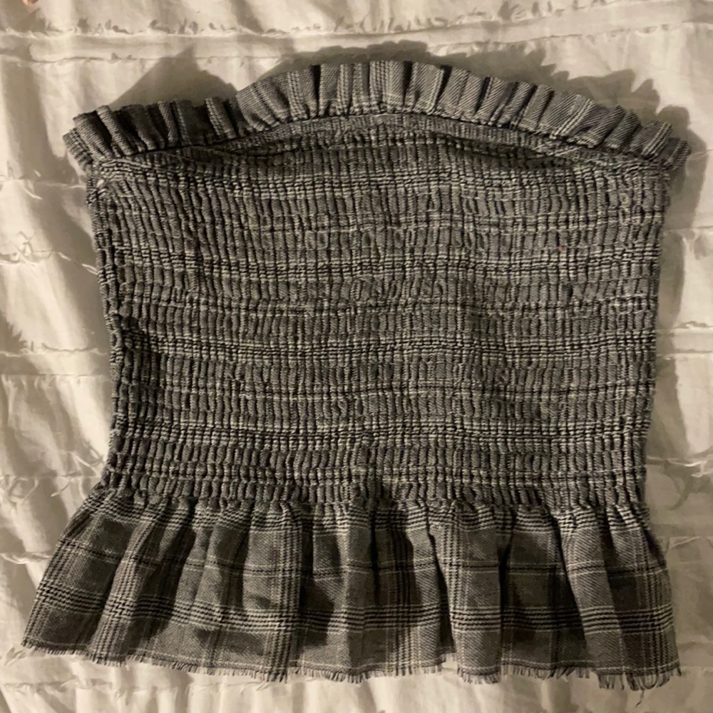 Black and white plaid tube top